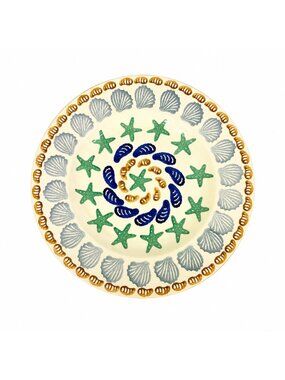 Stoneware Pottery Salad Plate Emma Bridgewater Coastal Shell Oysters Hand Painte